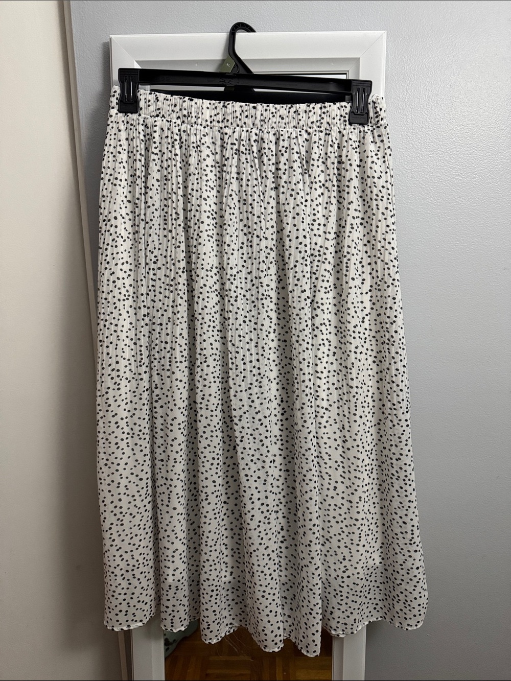 WD.NY White Maxi Skirt with Black Dot Print